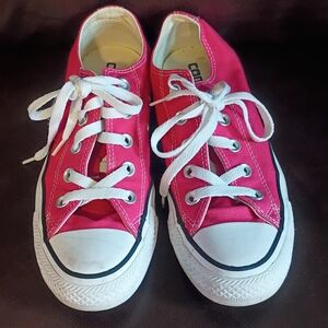 Converse Pink Canvas Sneakers with White Laces